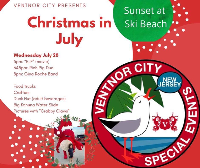 Welcome To Ventnor City New Jersey Christmas In July Sunset At Ski Beach